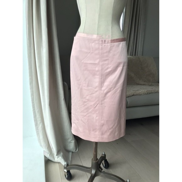 BCBG maxazria Pencil skirt pink blush 2 over knee Career dressy Lined Slit - Picture 3 of 9